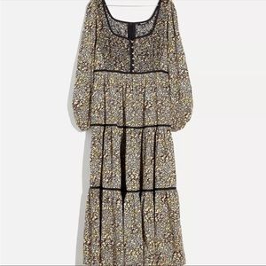 New Madewell Embroidered Tiered Midi Dress in Cottage Garden